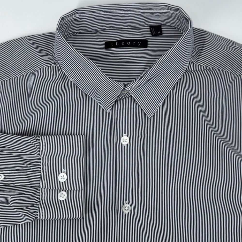Theory Mens XL Striped Dress Shirt Long Sleeve Button Down‎ Business Casual
